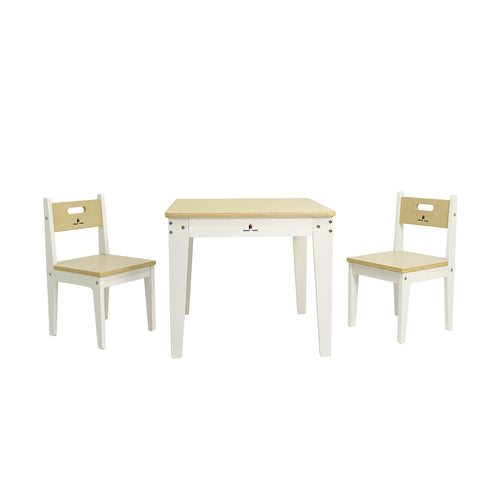 Damoch Family® Premium Kindergarten Grade Wooden Kids Table and Chairs Set - Montessori Learning Table with 2 Chairs for Toddlers, Child-Size Activity Play Station for Home and Preschool - Damoch Family