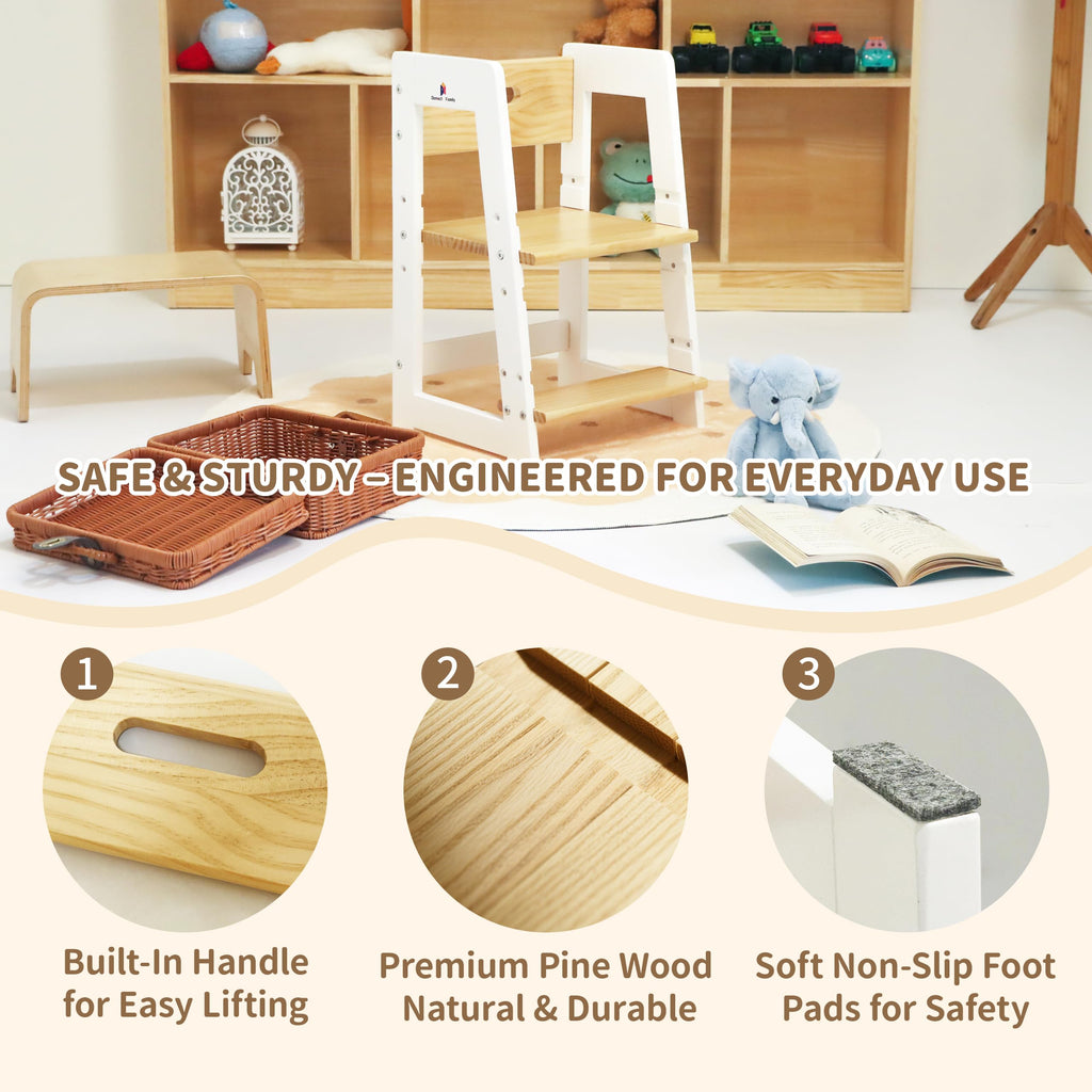 Damoch Family® 2-in-1 Premium Toddler Weaning Chair & Step Stool - Kids Portable Stool for Bathroom Training and Kitchen Learning | Reach/CPSC/CPC Certified | Multi-Functional Kids Furniture (18mo+) - Damoch Family