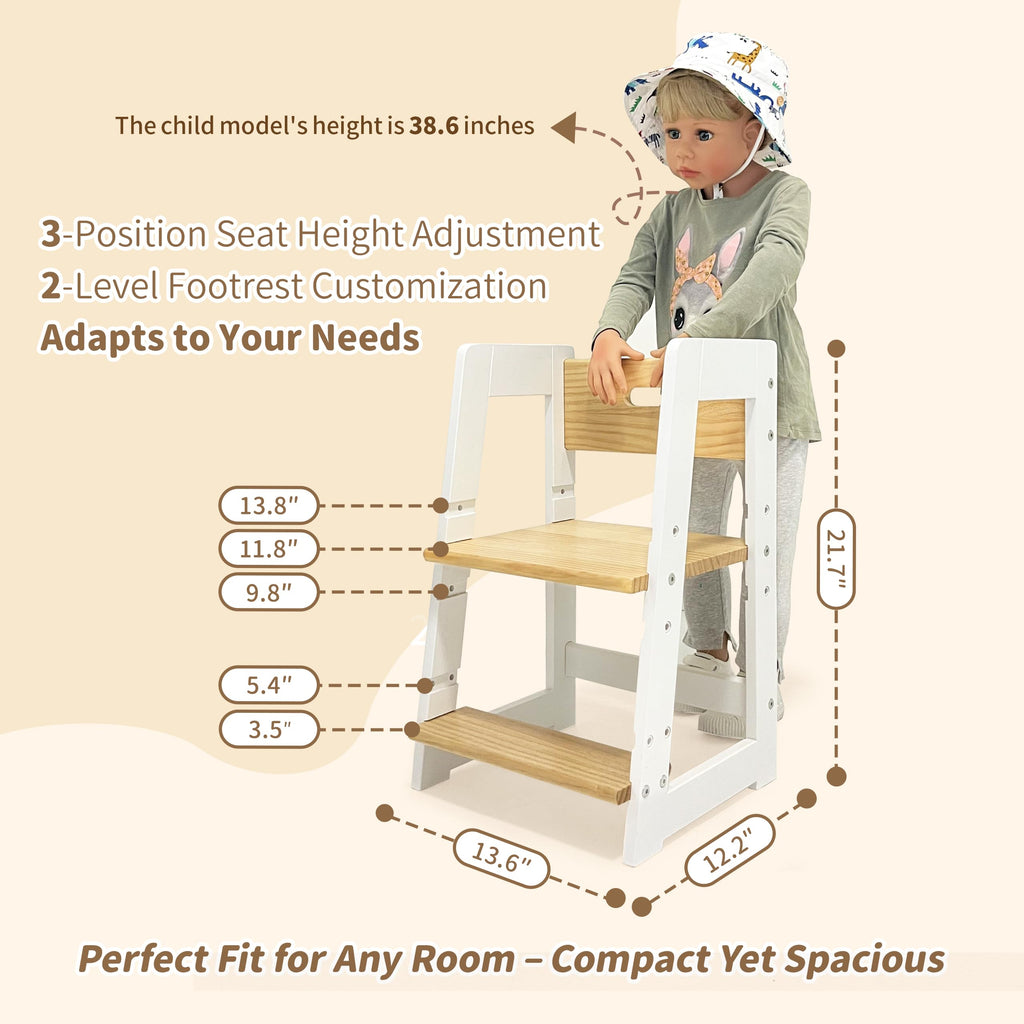 Damoch Family® 2-in-1 Premium Toddler Weaning Chair & Step Stool - Kids Portable Stool for Bathroom Training and Kitchen Learning | Reach/CPSC/CPC Certified | Multi-Functional Kids Furniture (18mo+) - Damoch Family