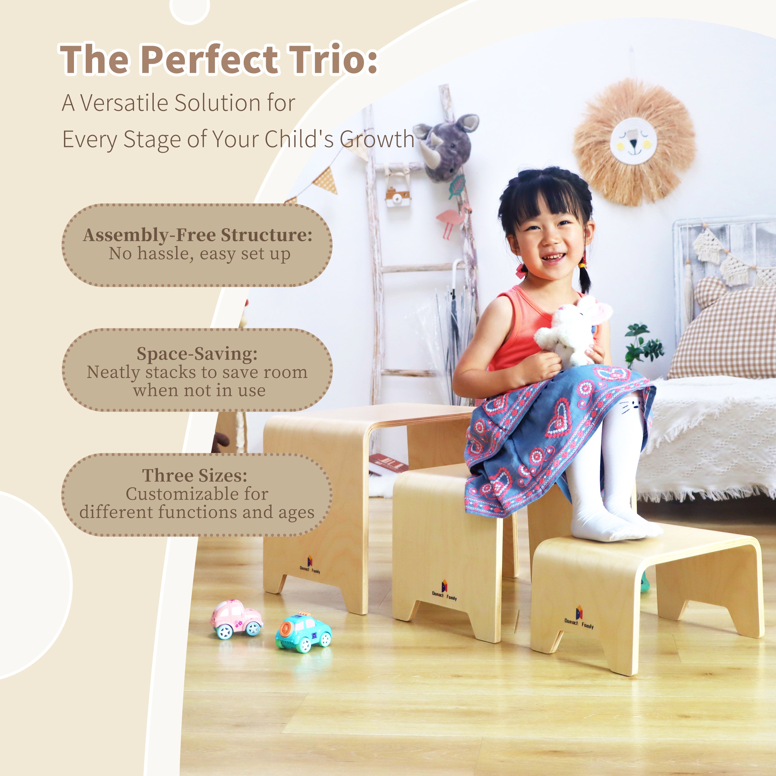 Using bentwood stools as table & chairs for activities
