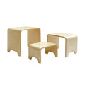 Set of 3 bentwood stools in different heights for play & learning
